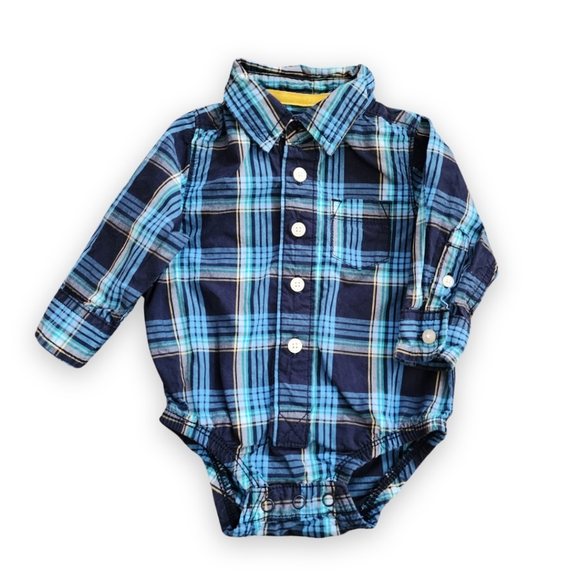 OshKosh B'gosh Other - Blue Plaid Button-Down Onesie, Kid's 6M